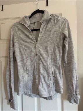 Heathered Light Gray Zip-Up Hoodie Lululemon